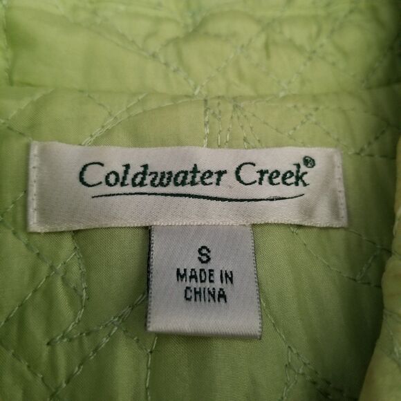 Coldwater Creek Women's Silk Quilted Jacket Size Small Button Up Green - Picture 4 of 7